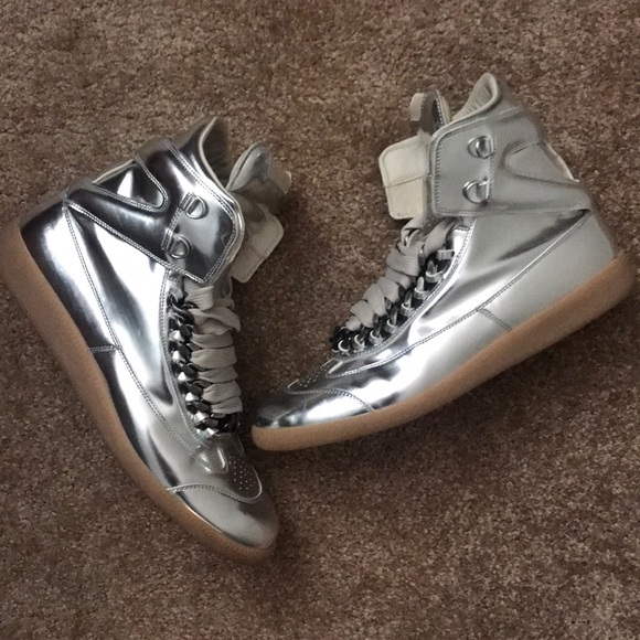 maison margiela silver sneakers